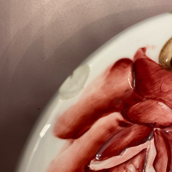 ESD JAPAN HAND PAINTED CERAMIC DOUBLE DISH WITH ROSE DECOR AND ROSE HANDLE - Picture 7 of 7